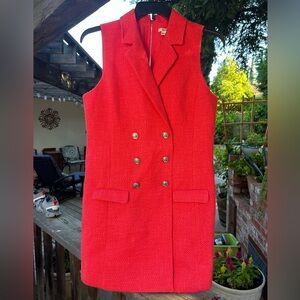 Jason Wu coral Boucle tweed blazer dress. Size large